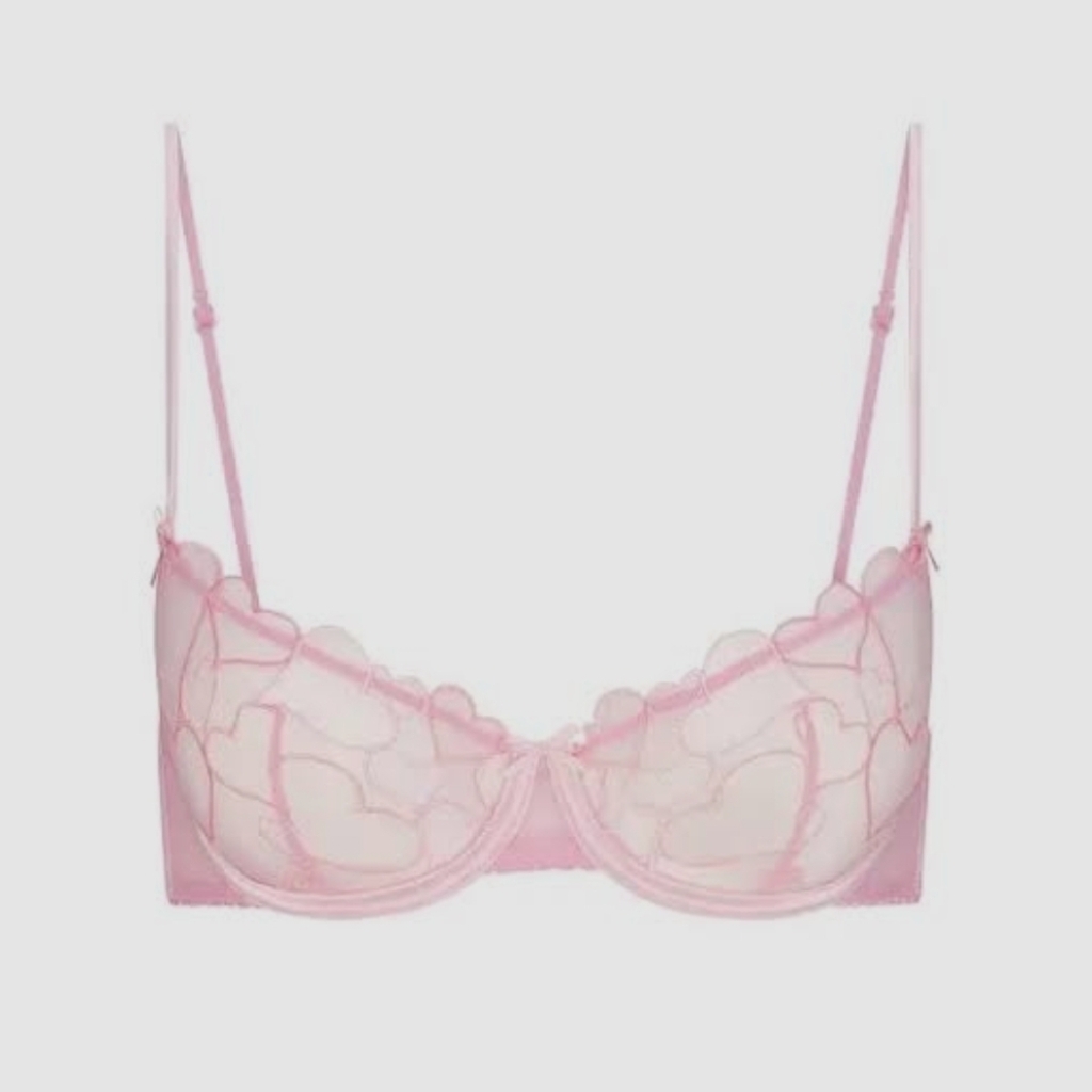 Skims Embroidered Tulle Bubble Gum Demi Bra 36d Limited Edition Nwt